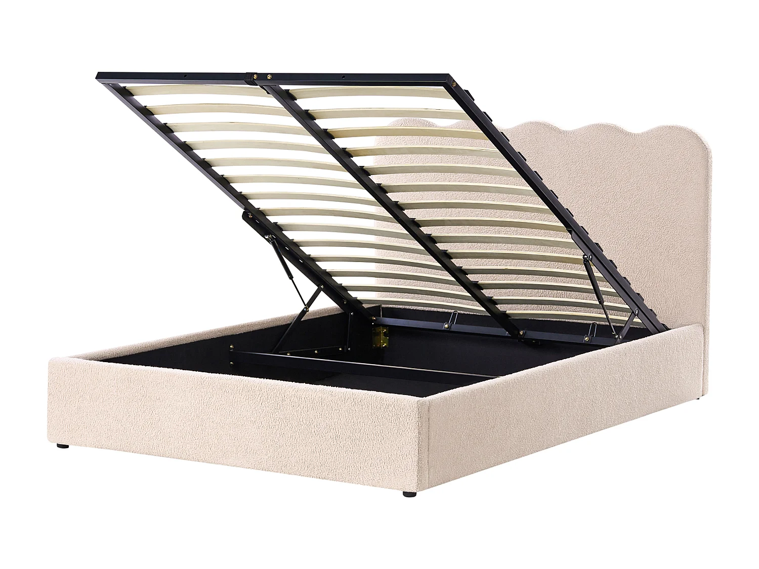 Lit ottoman Bouclé NANTERRE 140 x 200 cm Beige