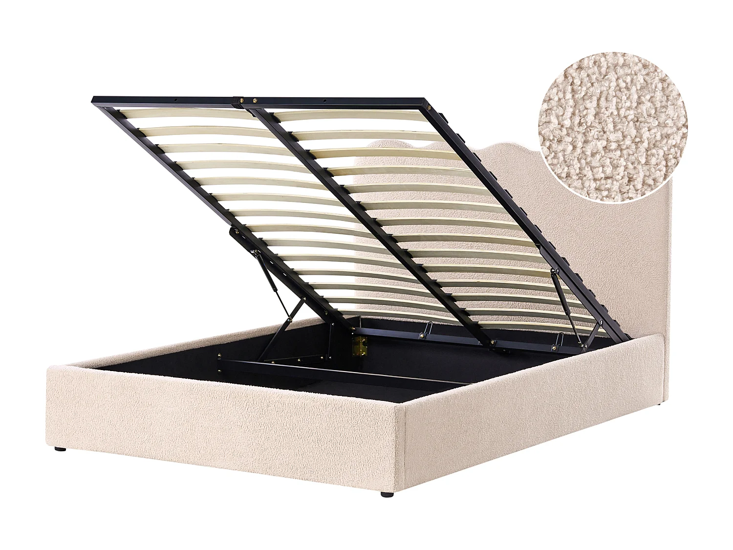 Lit ottoman Bouclé NANTERRE 140 x 200 cm Beige