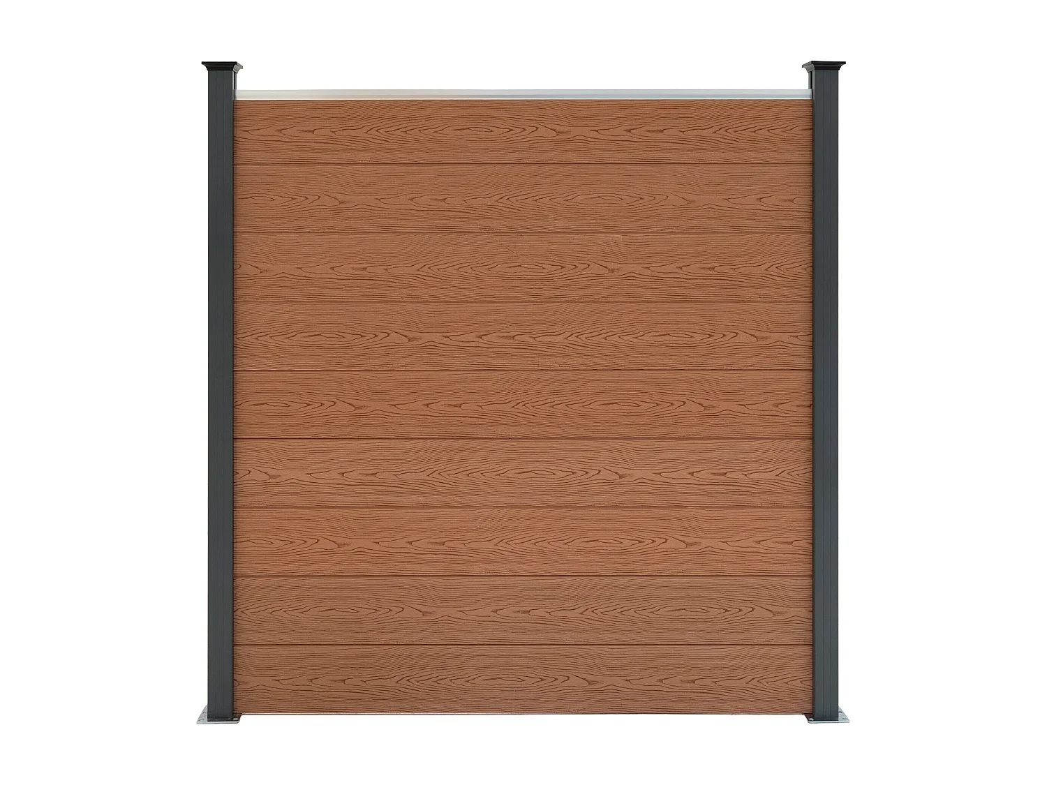 Composite Fence Panels, Angled Piece & LED Posts 6ft x 14.5ft - Brown