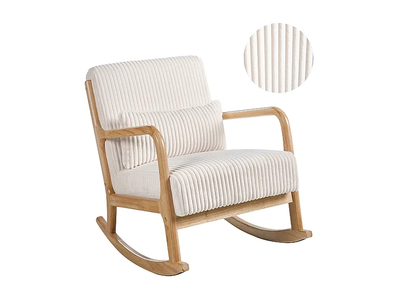 Fauteuil à bascule SORSELE Velours côtelé Blanc