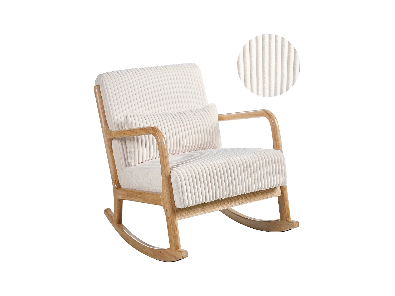 Fauteuil à bascule SORSELE Velours côtelé Blanc