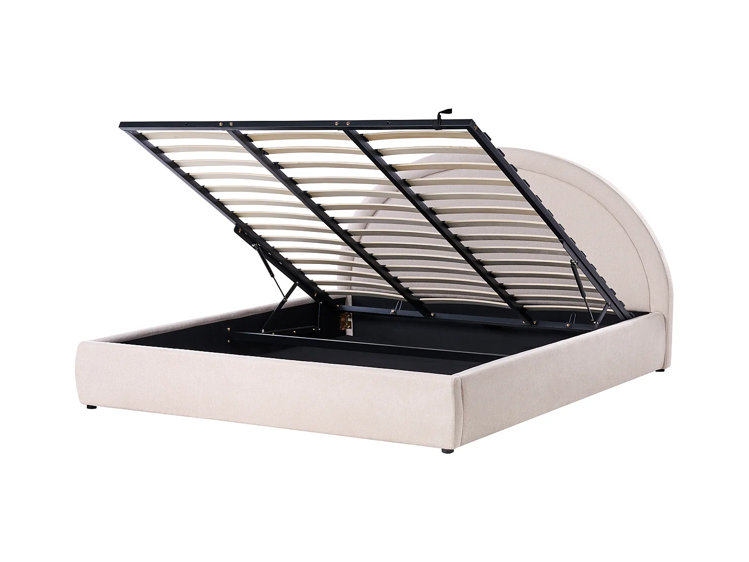 Lit ottoman Tissu MOUZON 180 x 200 cm Beige clair