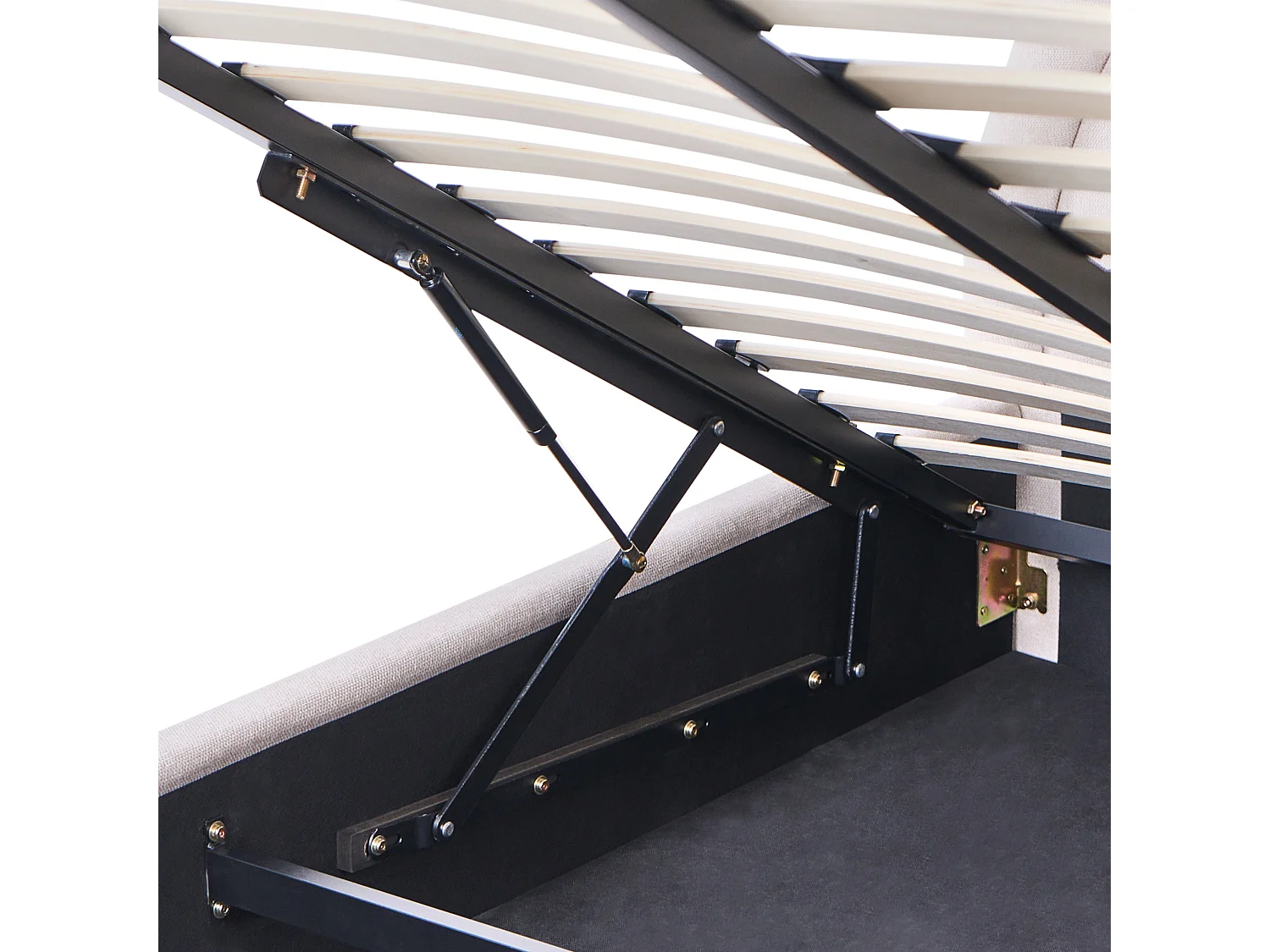 Lit ottoman Tissu MOUZON 180 x 200 cm Beige clair