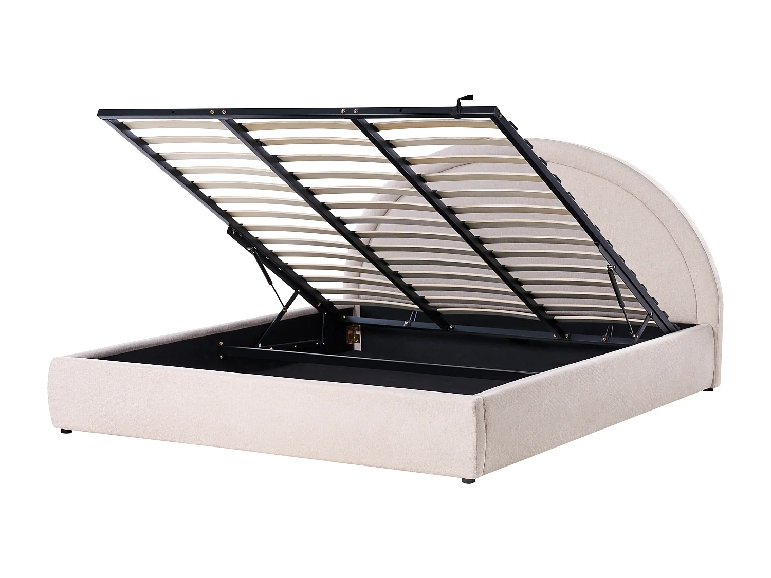 Lit ottoman Tissu MOUZON 180 x 200 cm Beige clair