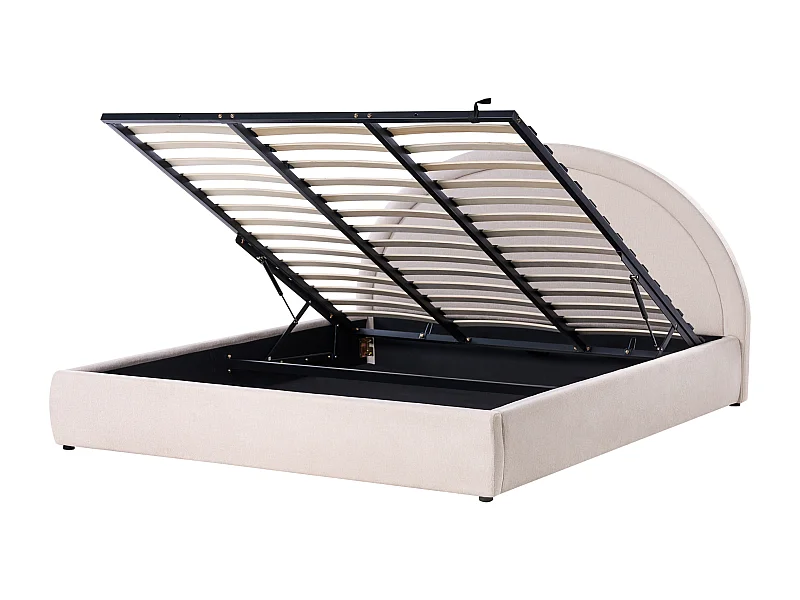 Lit ottoman Tissu MOUZON 180 x 200 cm Beige clair