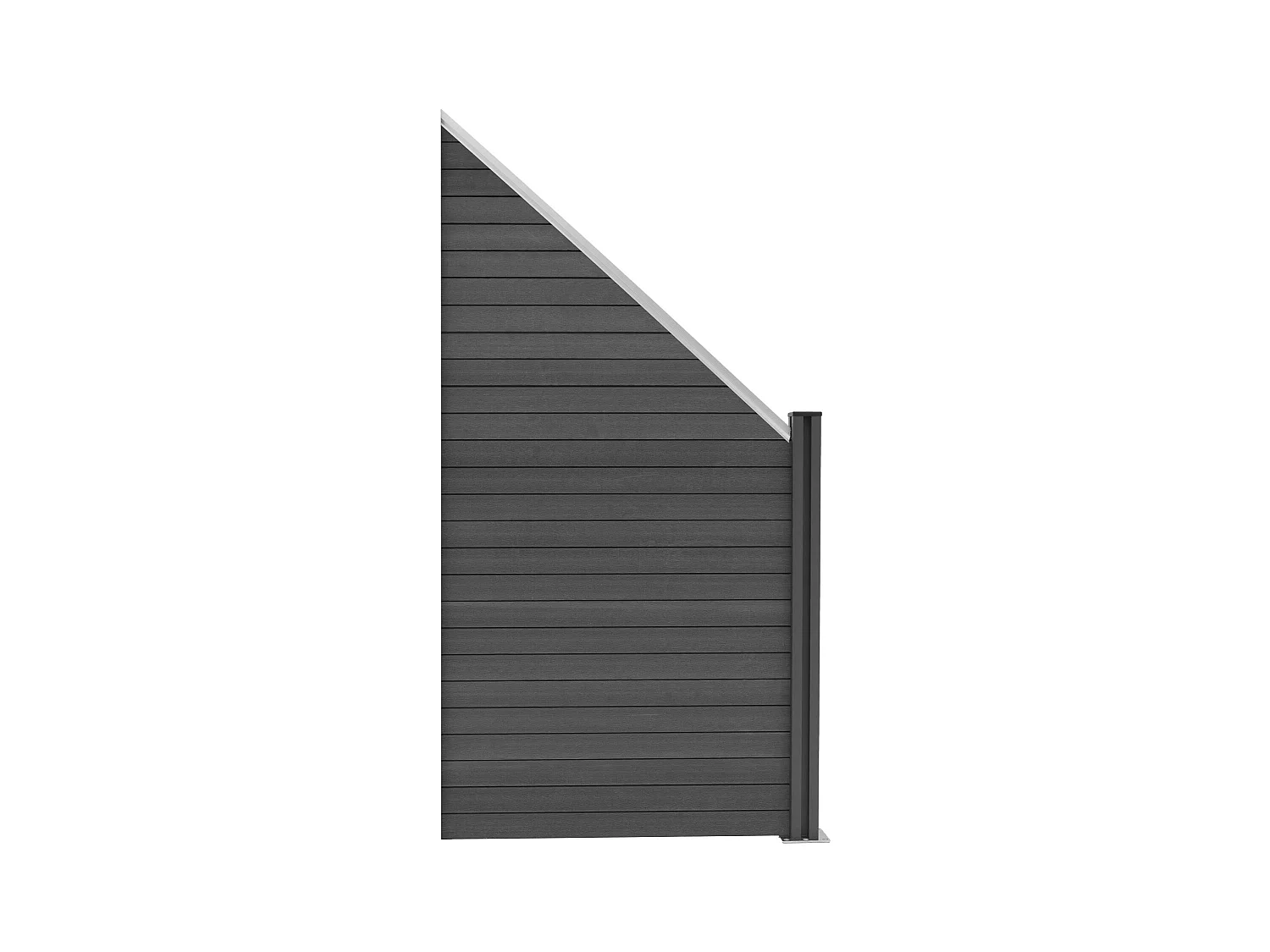 Vallas para exteriores de WPC y Aluminio - 1x Panel Oblicuo + 1x Poste | Gris