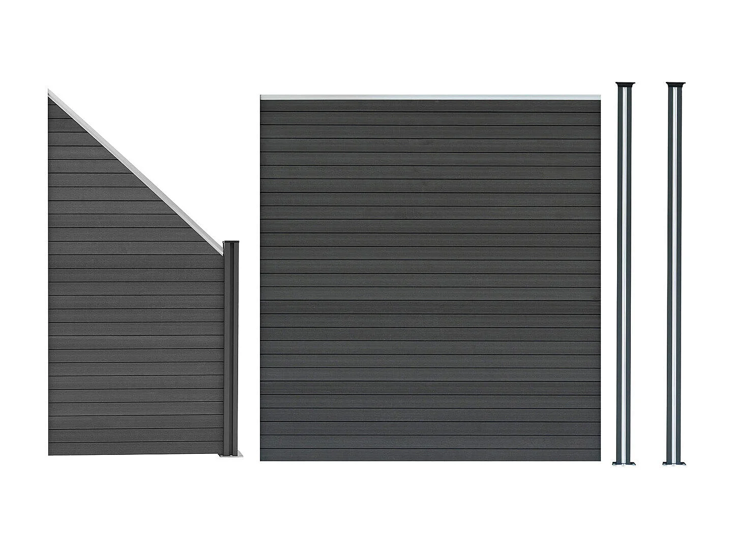 Pannelli Recinzione, Elemento Angolare e 2 Pali LED - Grigio