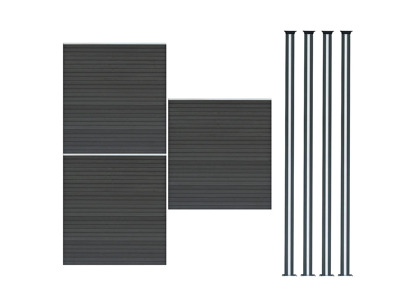 Composite Fence Panels & LED Posts 6ft x 17ft - Grey