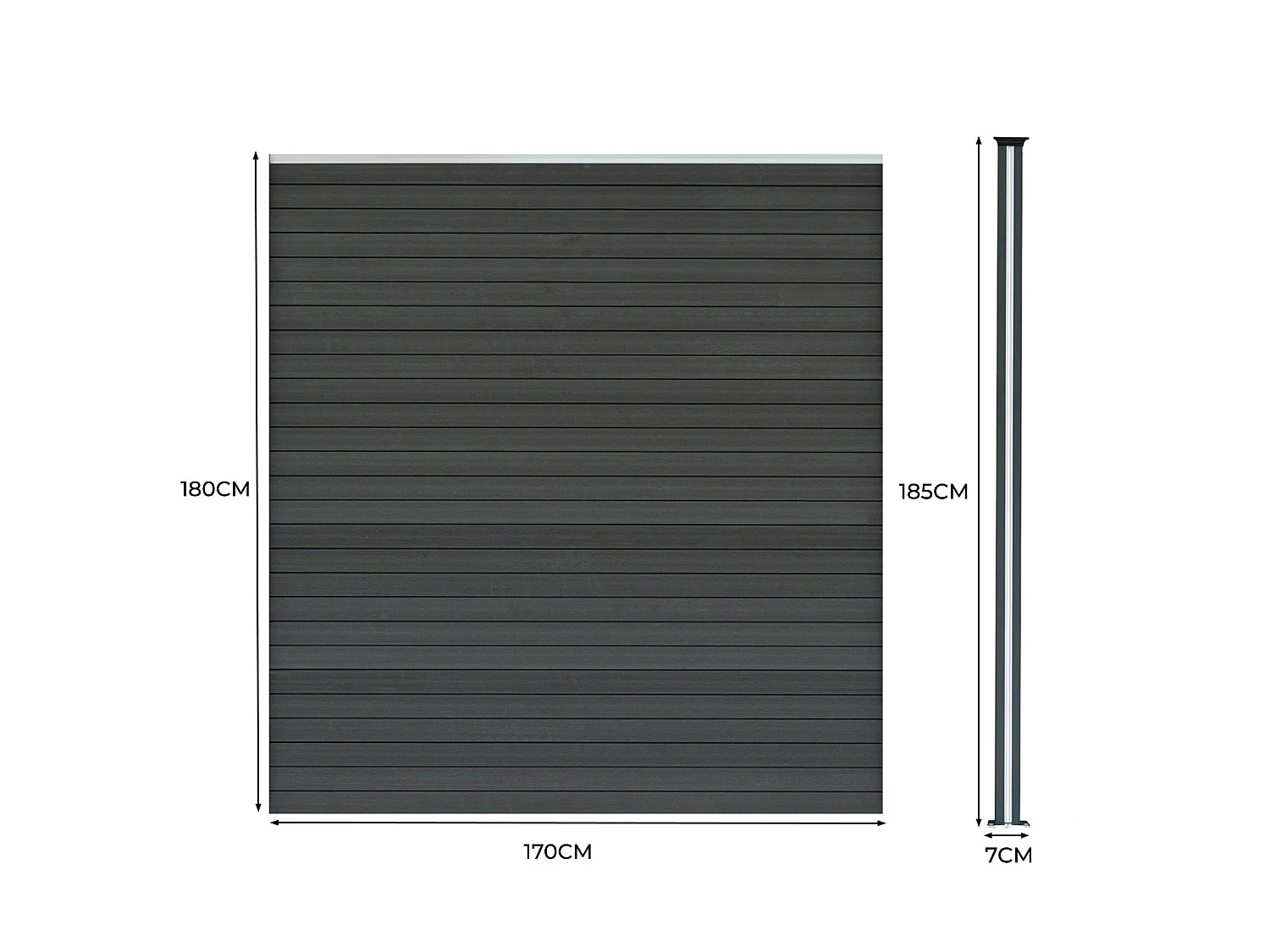 Composite Fence Panels & LED Posts 6ft x 17ft - Grey