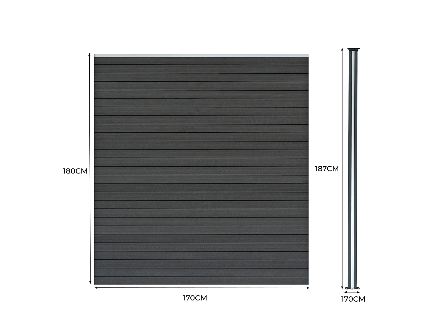 Composite Fence Panels & LED Posts 6ft x 17ft - Grey