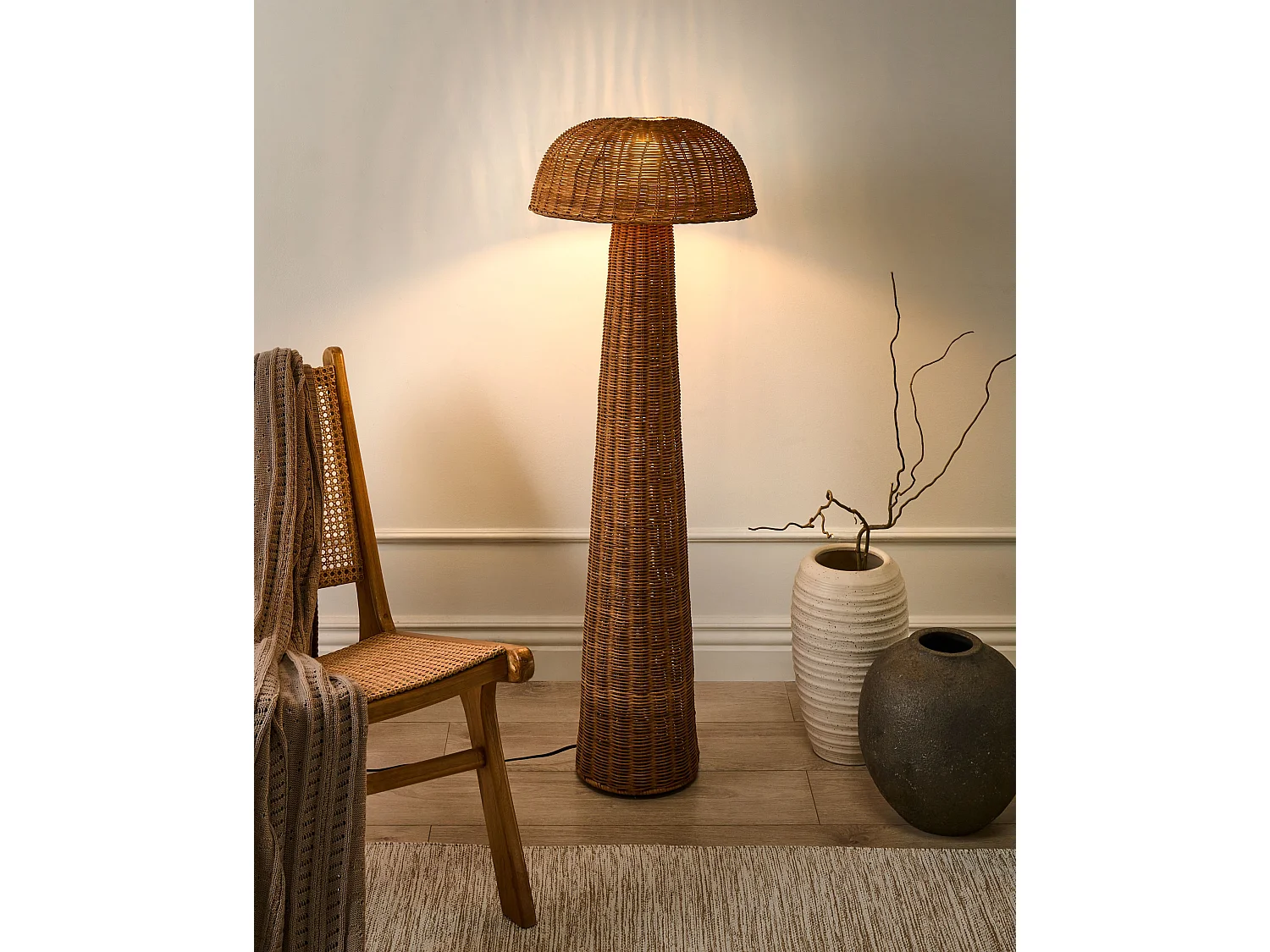Lampadaire ALERO Rotin Naturel