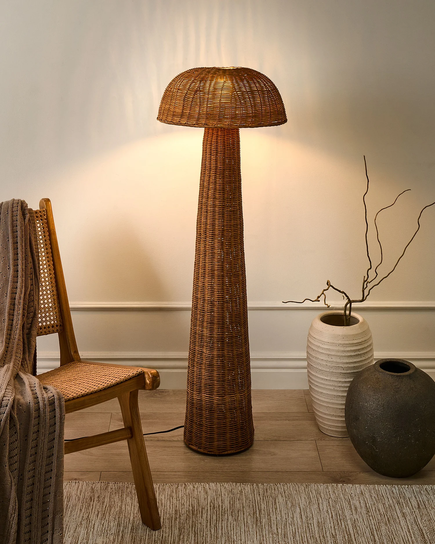 Lampadaire ALERO Rotin Naturel