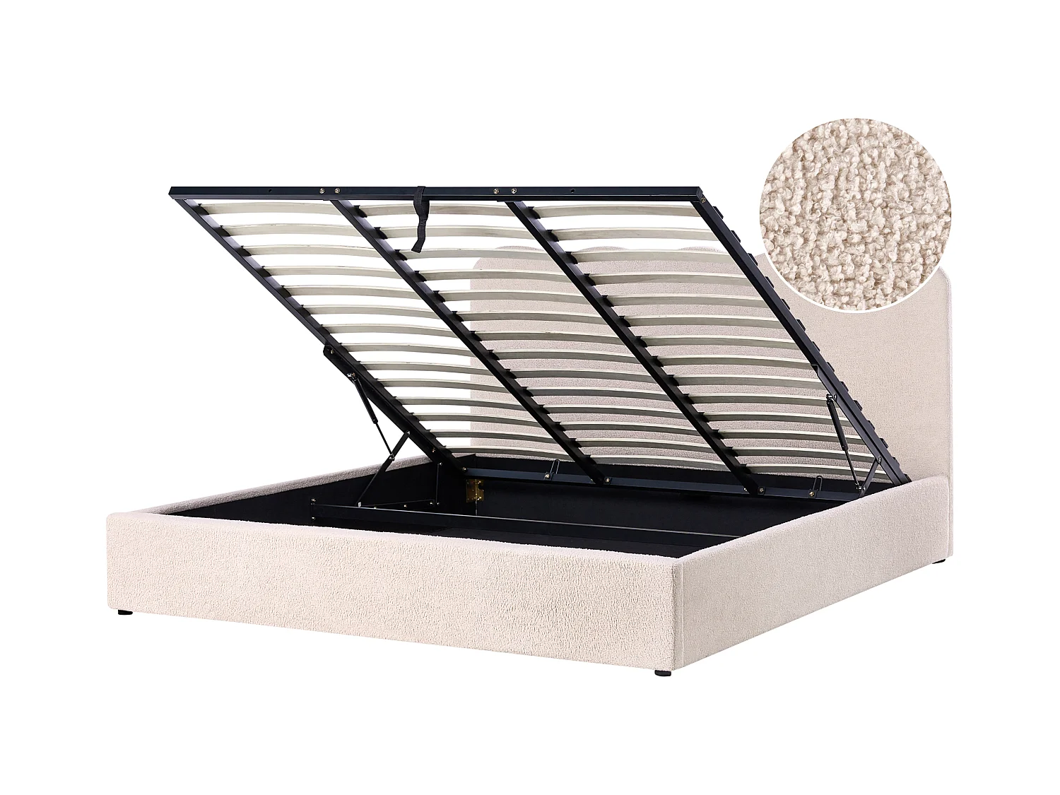 Lit ottoman Bouclé NANTERRE 180 x 200 cm Beige