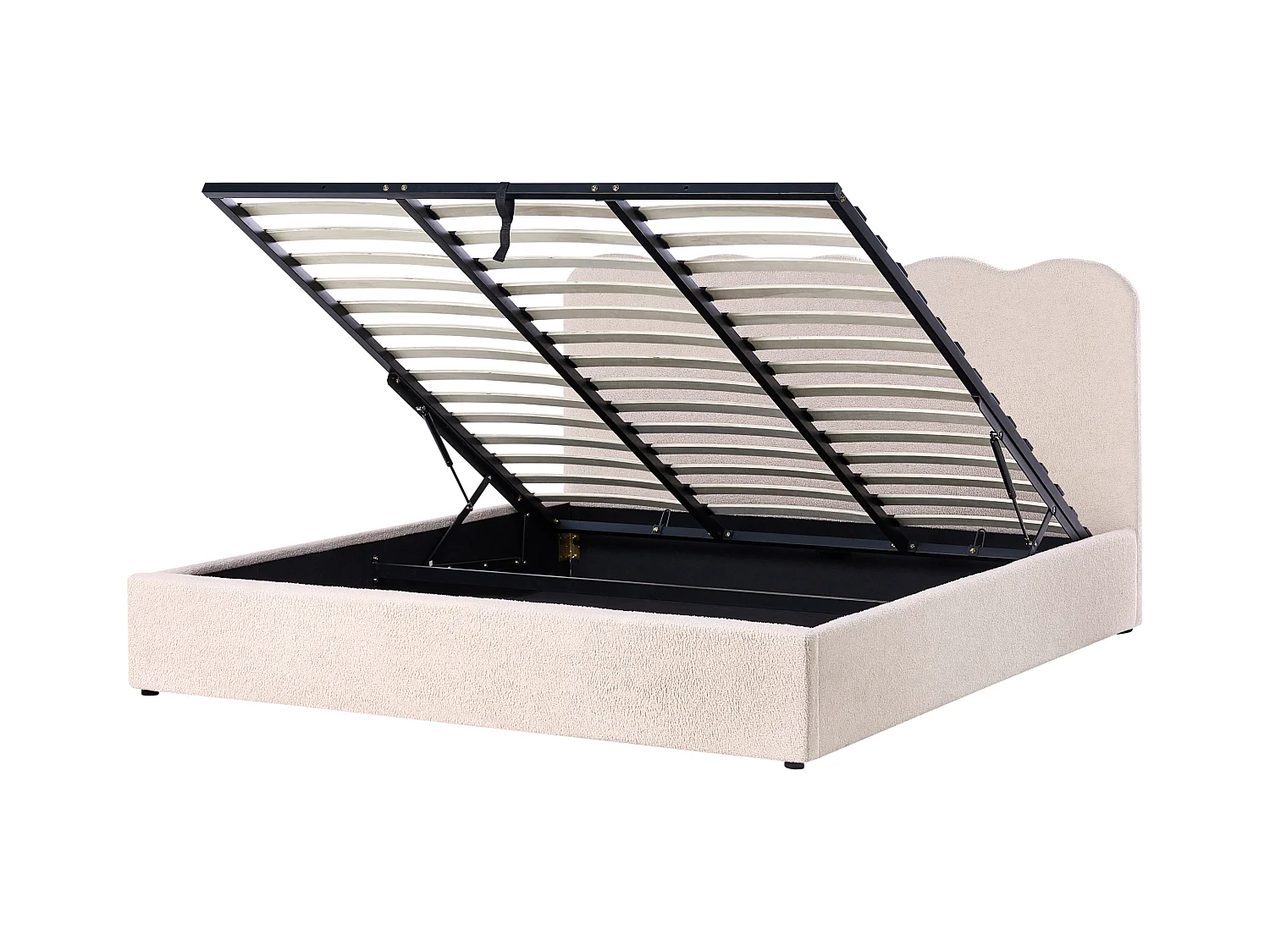 Lit ottoman Bouclé NANTERRE 180 x 200 cm Beige