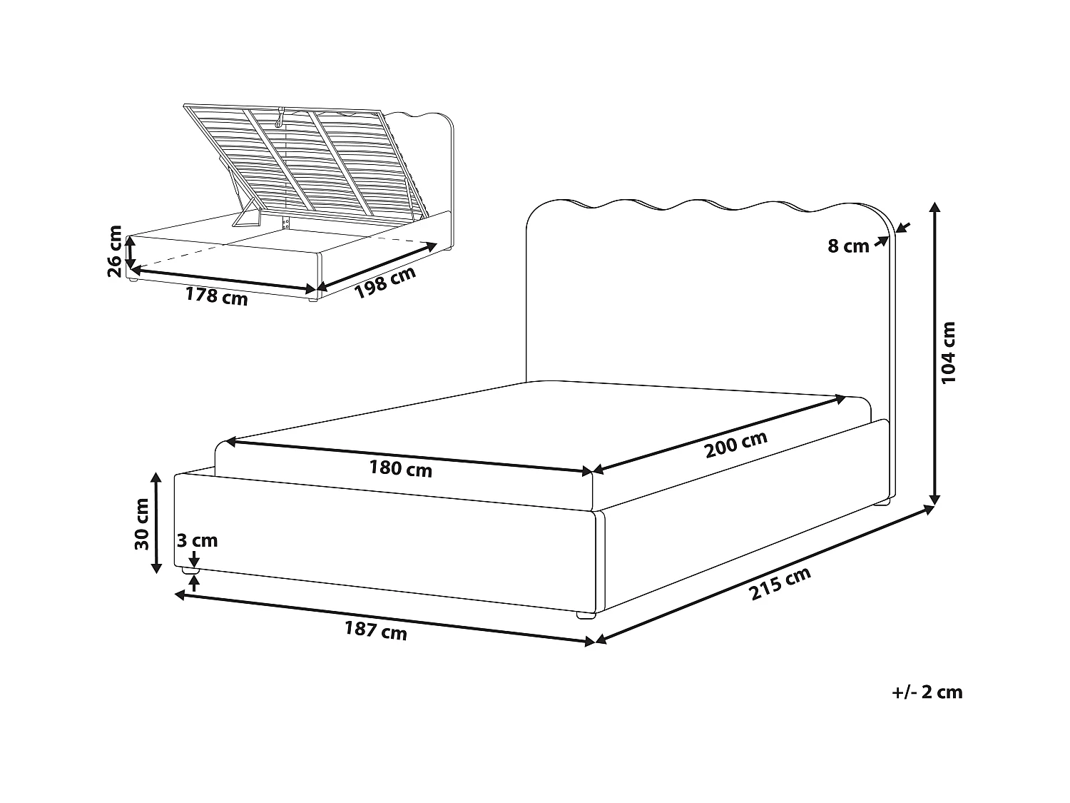 Lit ottoman Bouclé NANTERRE 180 x 200 cm Beige