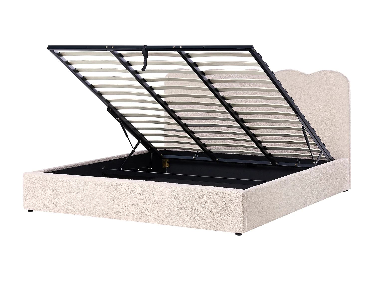 Lit ottoman Bouclé NANTERRE 180 x 200 cm Beige