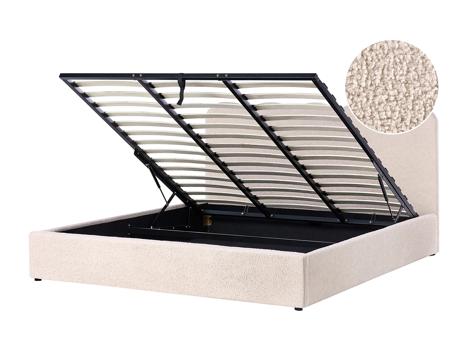 Lit ottoman Bouclé NANTERRE 180 x 200 cm Beige