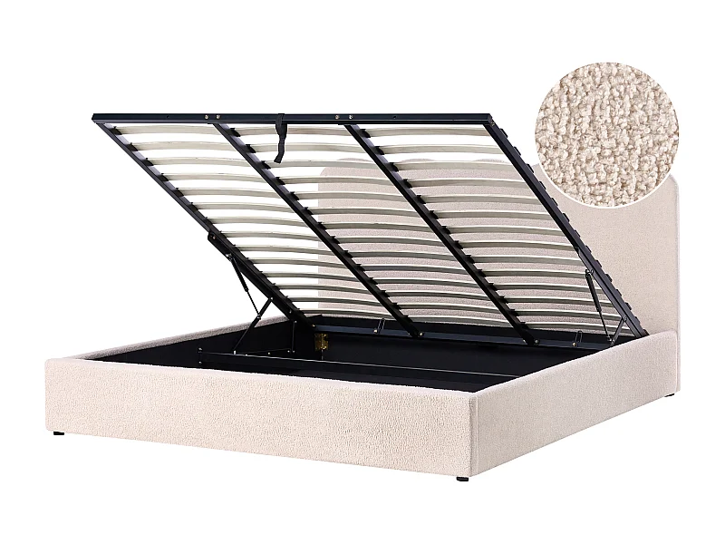 Lit ottoman Bouclé NANTERRE 180 x 200 cm Beige