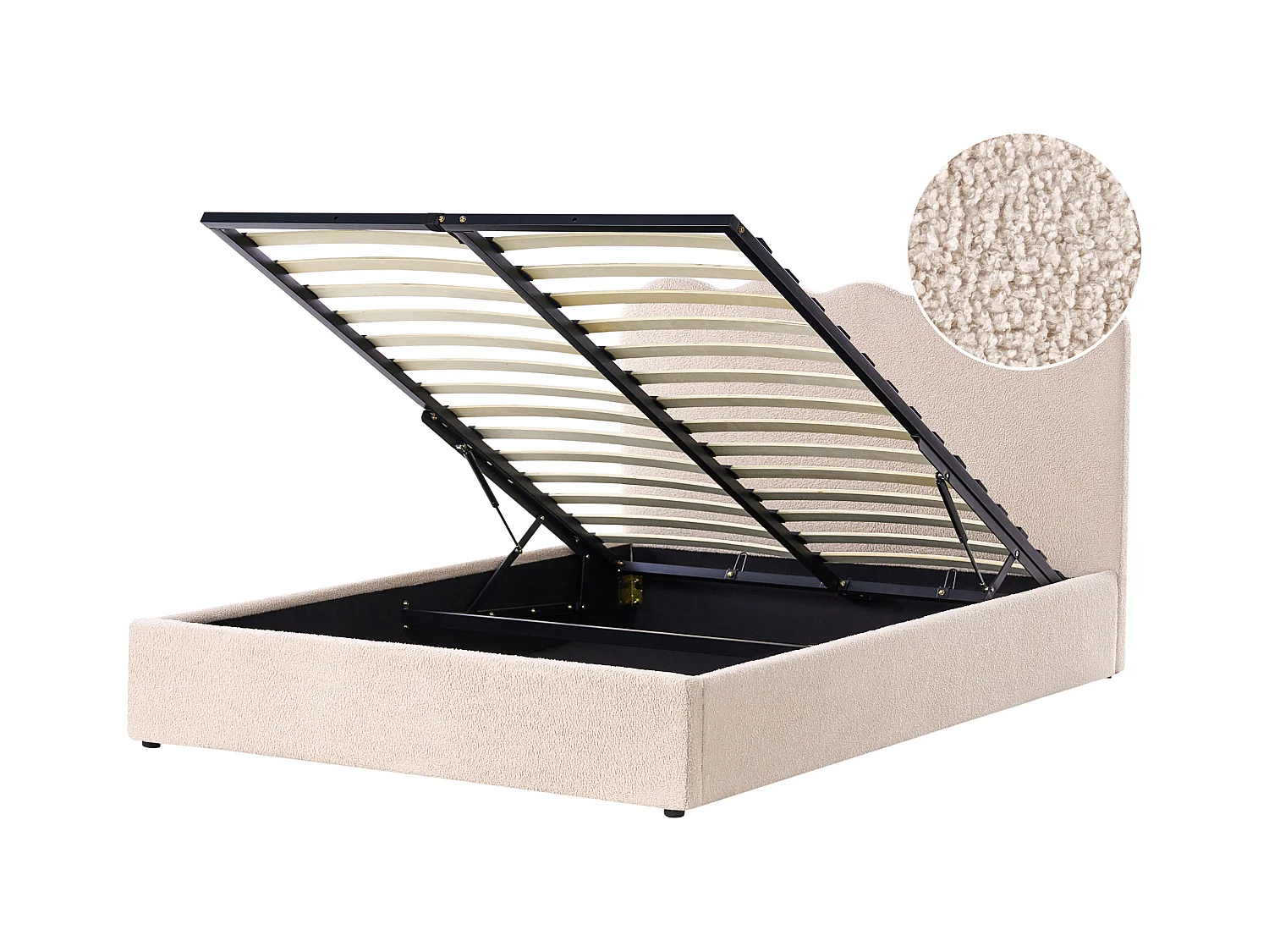 Lit ottoman Bouclé NANTERRE 160 x 200 cm Beige