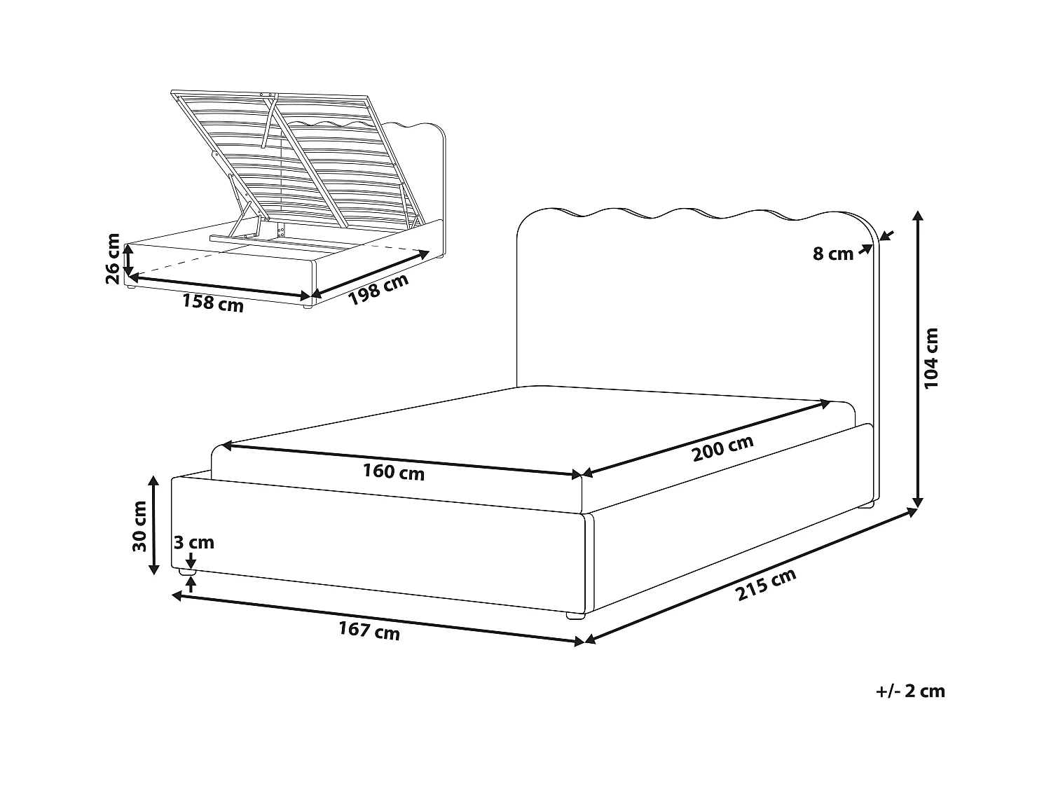 Lit ottoman Bouclé NANTERRE 160 x 200 cm Beige
