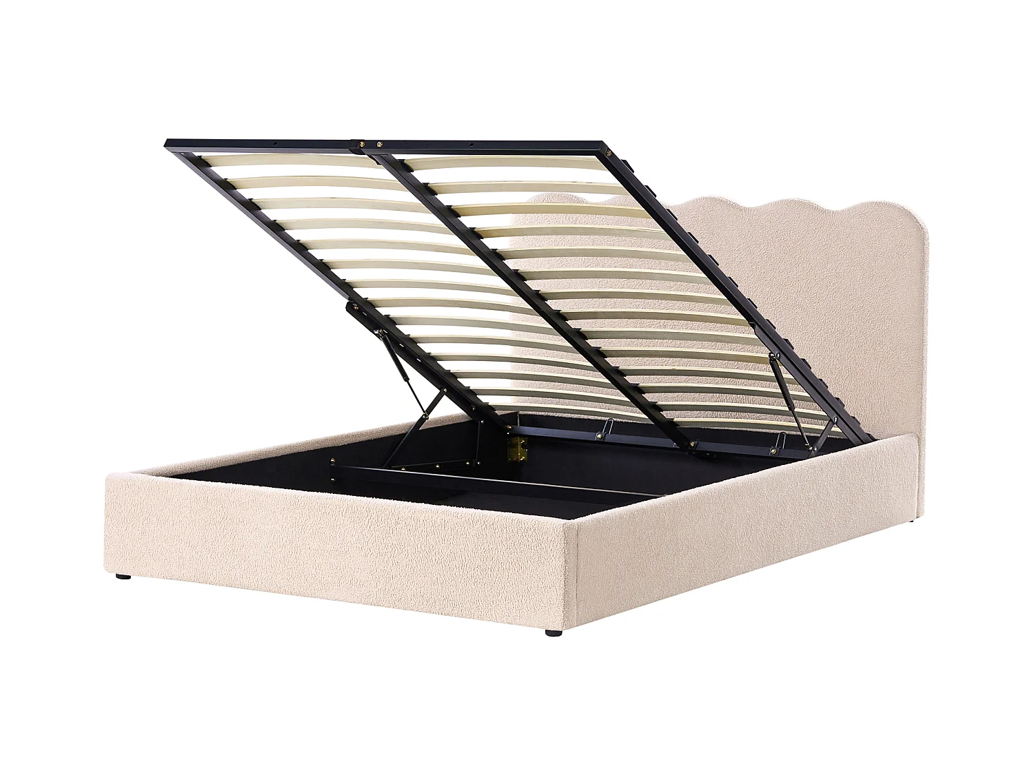 Lit ottoman Bouclé NANTERRE 160 x 200 cm Beige