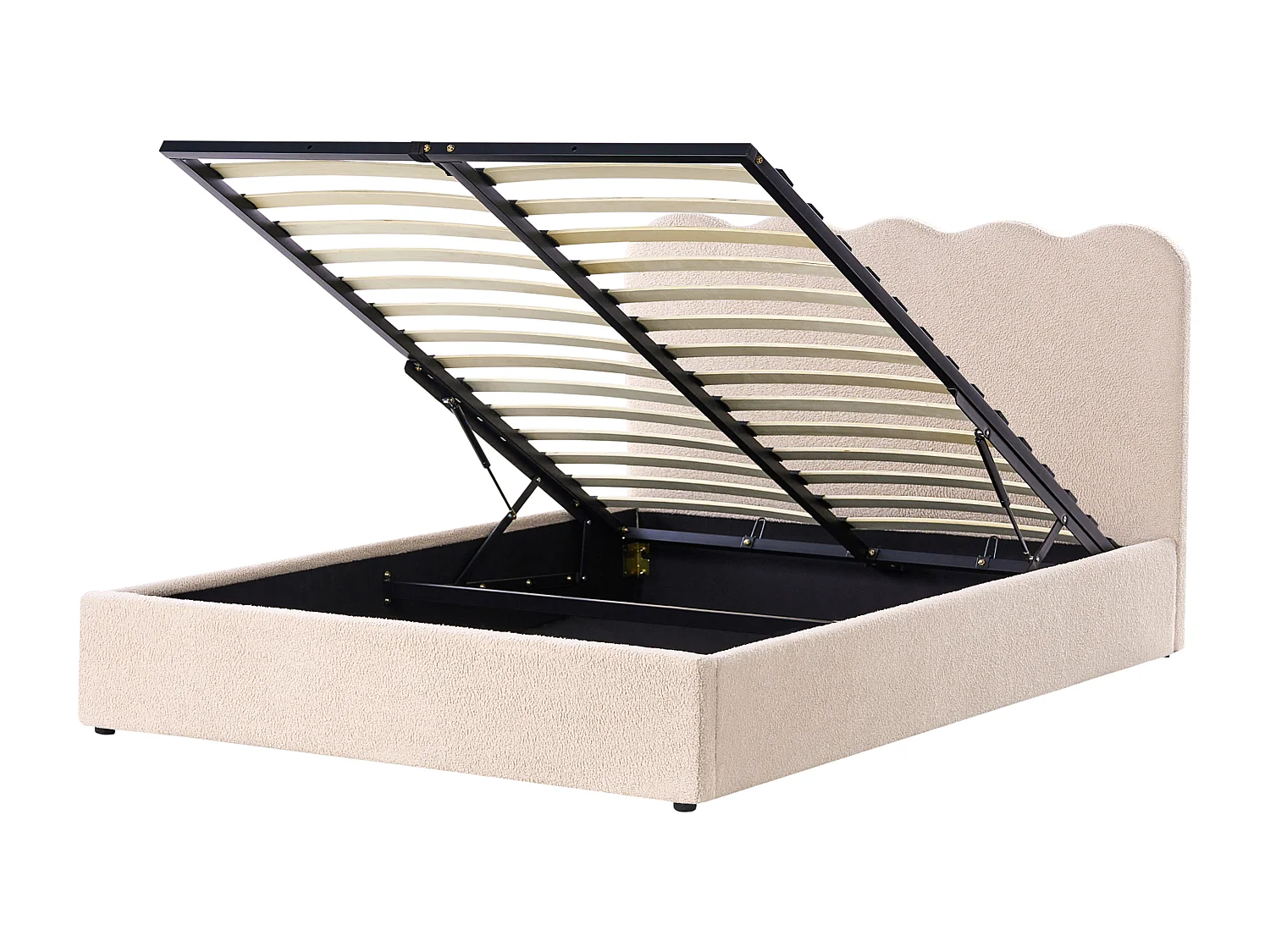 Lit ottoman Bouclé NANTERRE 160 x 200 cm Beige