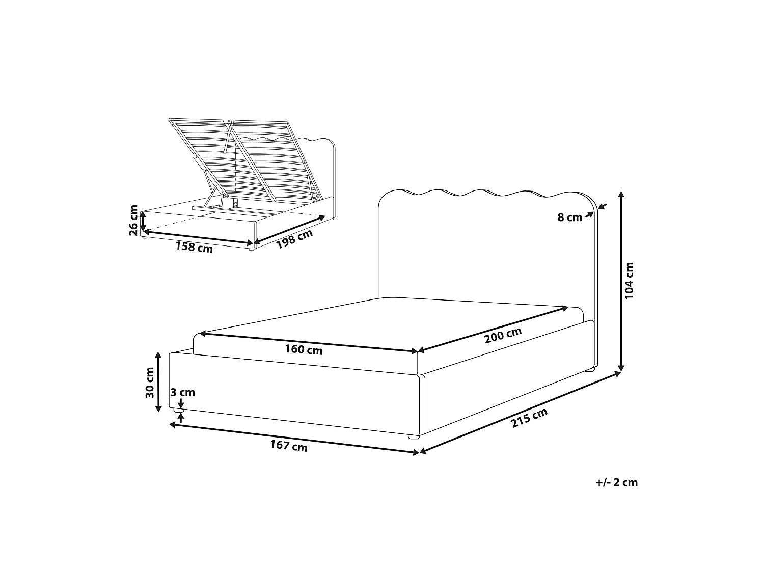 Ottoman Bed NANTERRE Boucle Beige 160 x 200 cm (EU King Size)