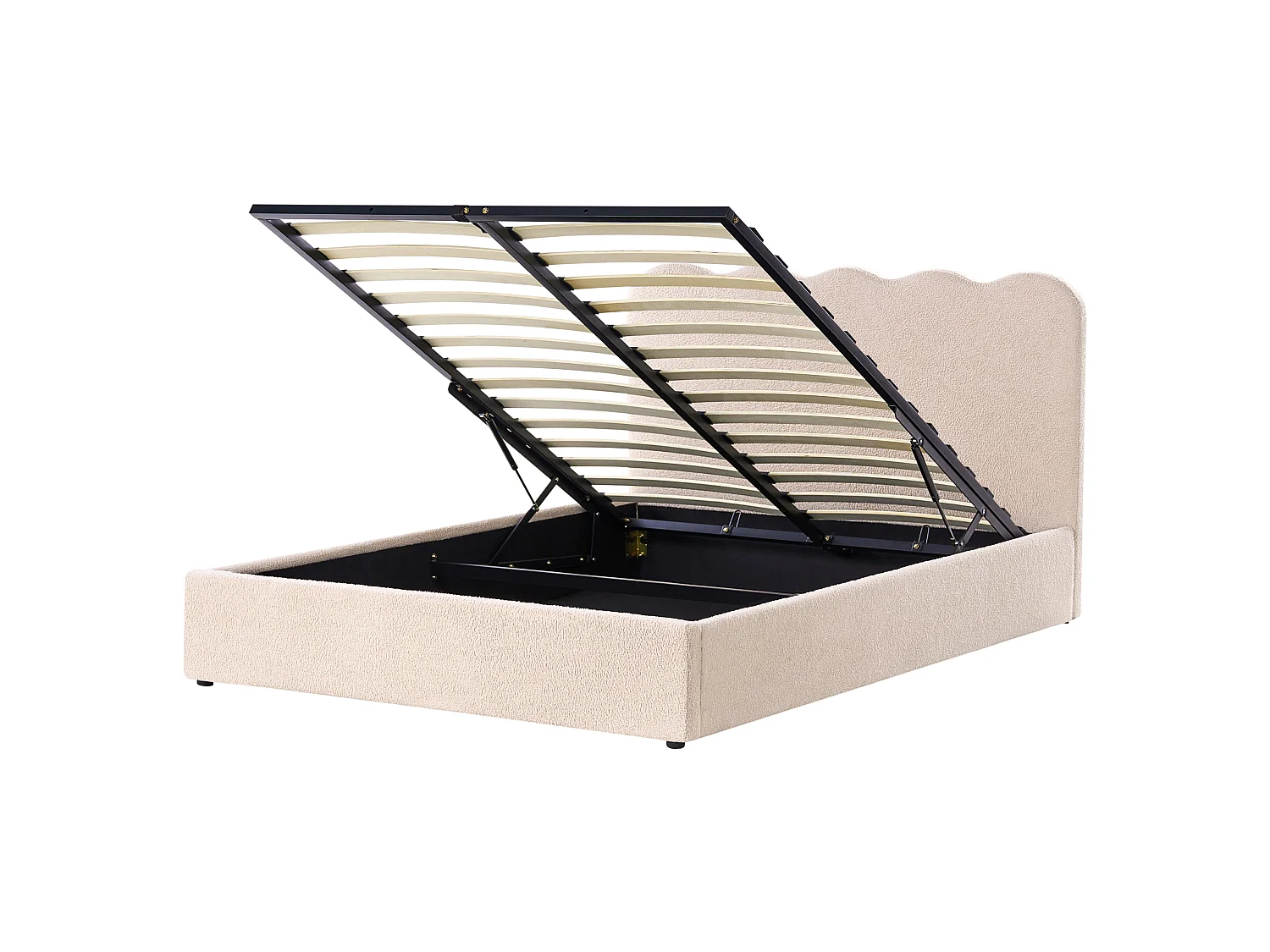 Ottoman Bed NANTERRE Boucle Beige 160 x 200 cm (EU King Size)