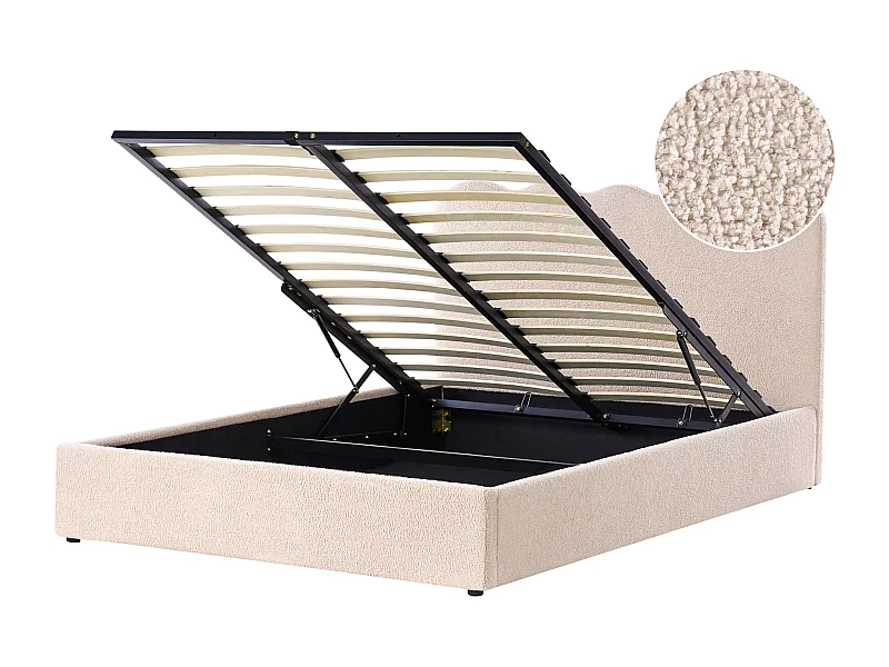 Lit ottoman Bouclé NANTERRE 160 x 200 cm Beige