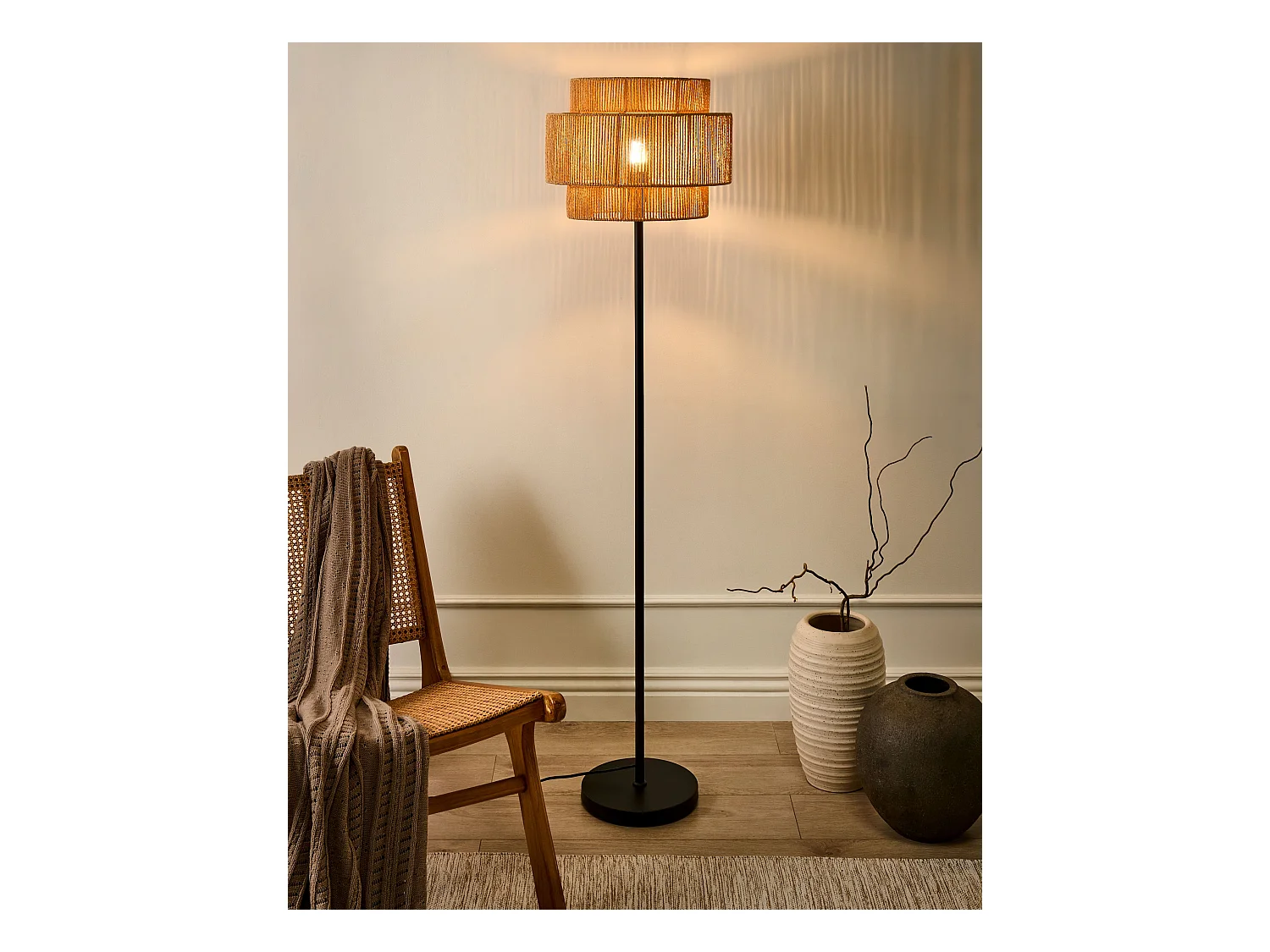 Lampadaire WOKIRO Corde tressé en papier Naturel