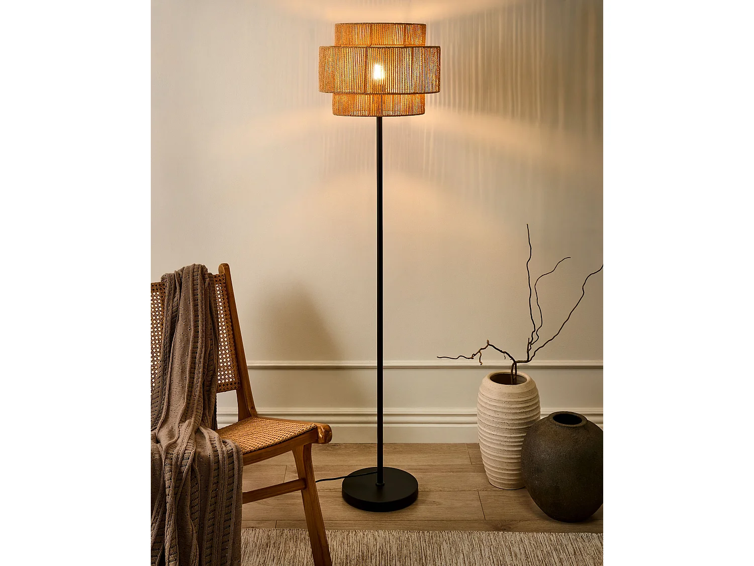 Lampadaire WOKIRO Corde tressé en papier Naturel