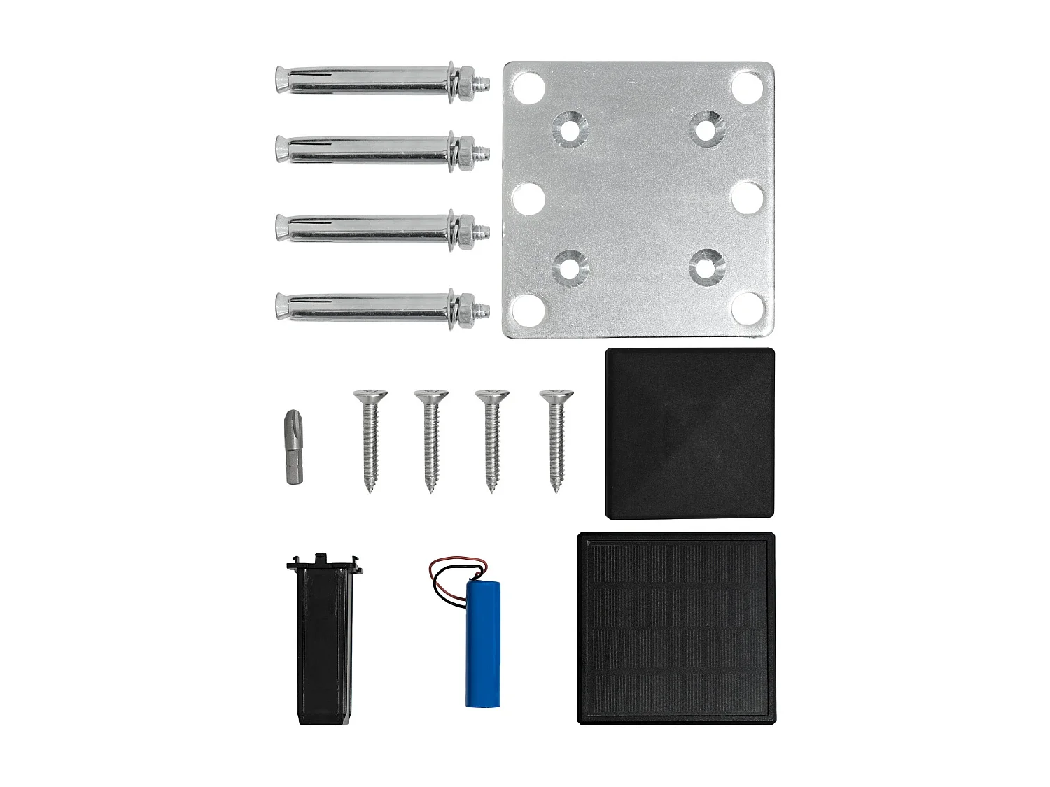 Kit Clôture Panneaux en Composite 4 Quadratique, 1 Incliné & 5 Poteaux à LED - Gris