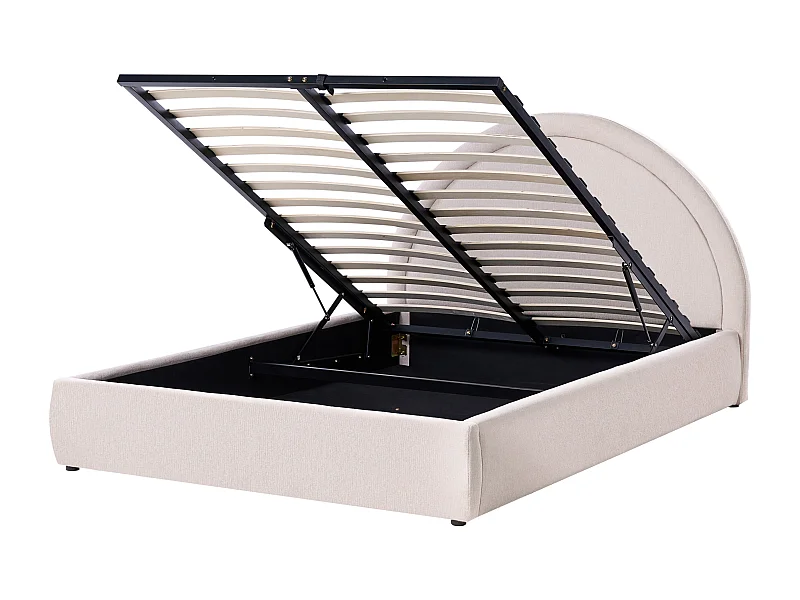 Lit ottoman Tissu MOUZON 140 x 200 cm Beige clair