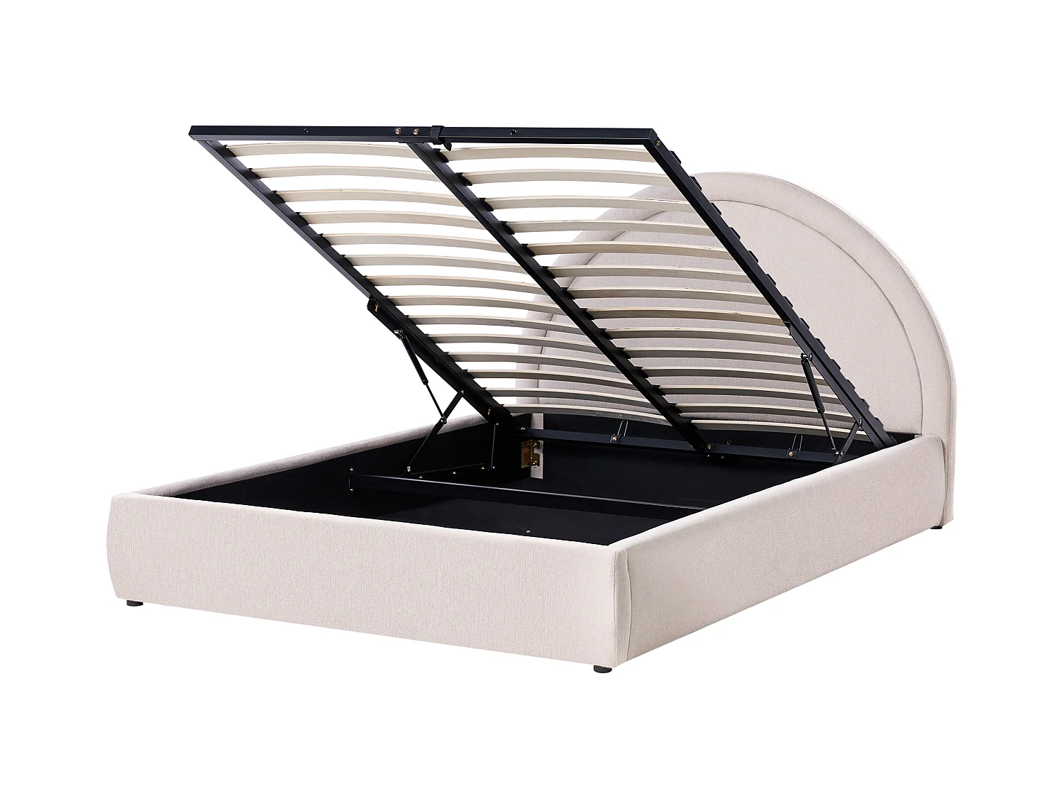 Lit ottoman Tissu MOUZON 140 x 200 cm Beige clair