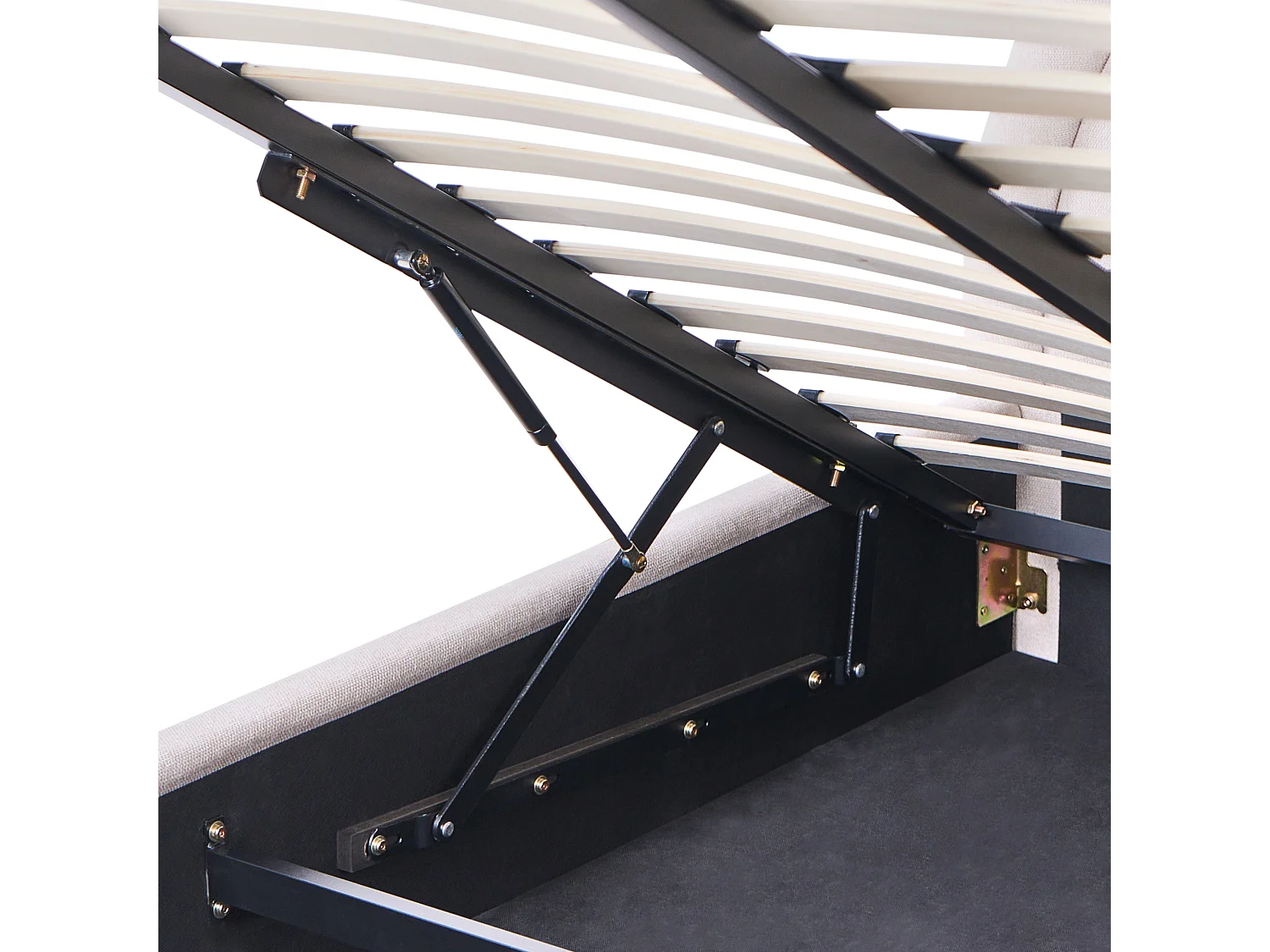 Lit ottoman Tissu MOUZON 140 x 200 cm Beige clair