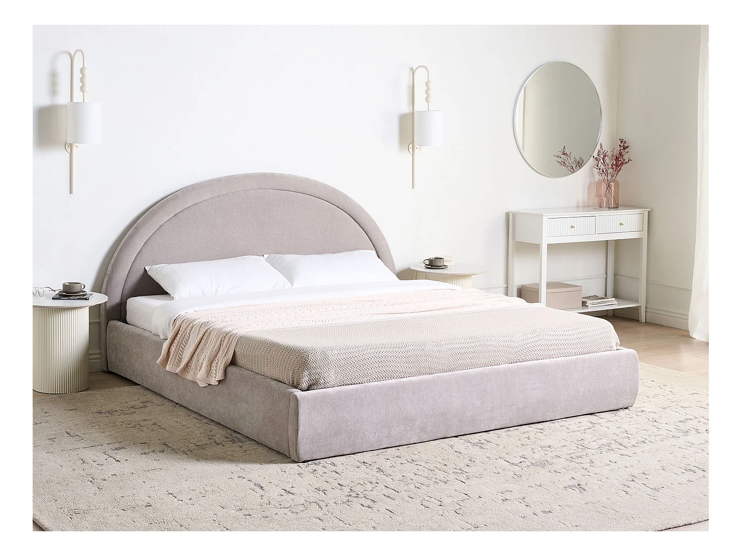 Lit ottoman Tissu MOUZON 180 x 200 cm Beige