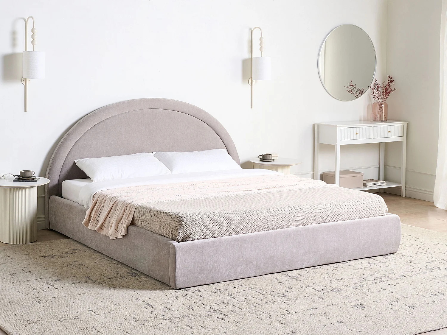 Lit ottoman Tissu MOUZON 180 x 200 cm Beige