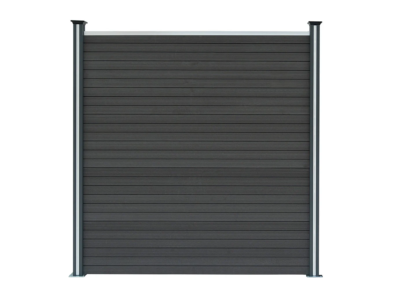 WPC Sichtschutzzaun x9 & LED Zaunpfosten x10 - Grau