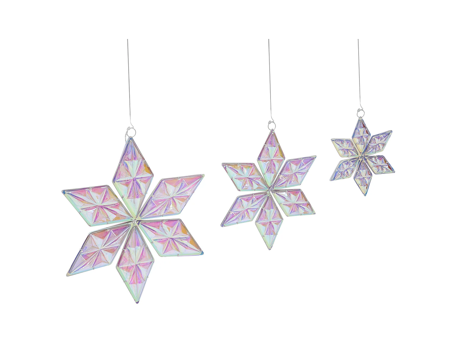 Lot de 3 décorations suspendues RENSJON Étoile 25/35/46 cm Multicolore