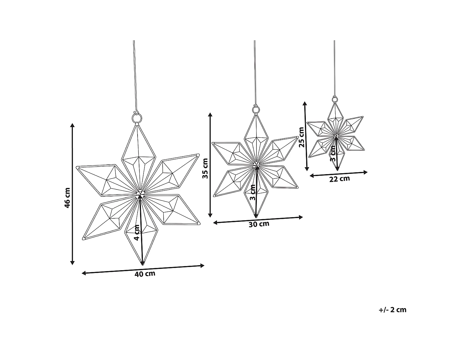 Lot de 3 décorations suspendues RENSJON Étoile 25/35/46 cm Multicolore