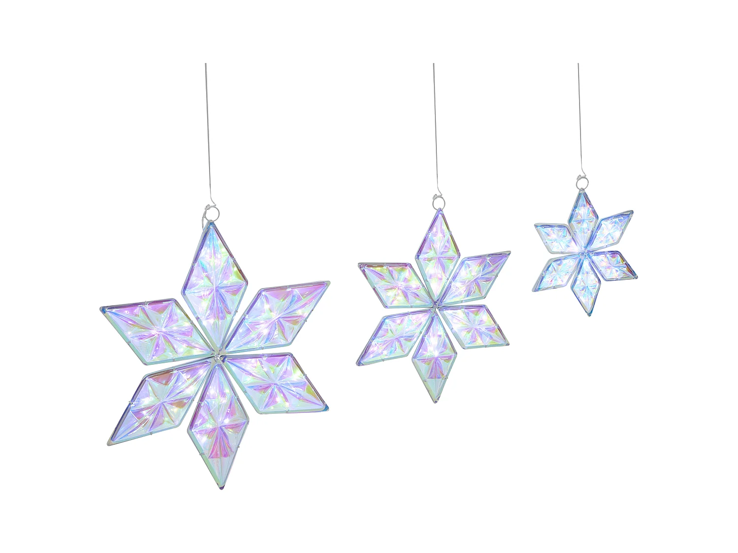 Lot de 3 décorations suspendues RENSJON Étoile 25/35/46 cm Multicolore