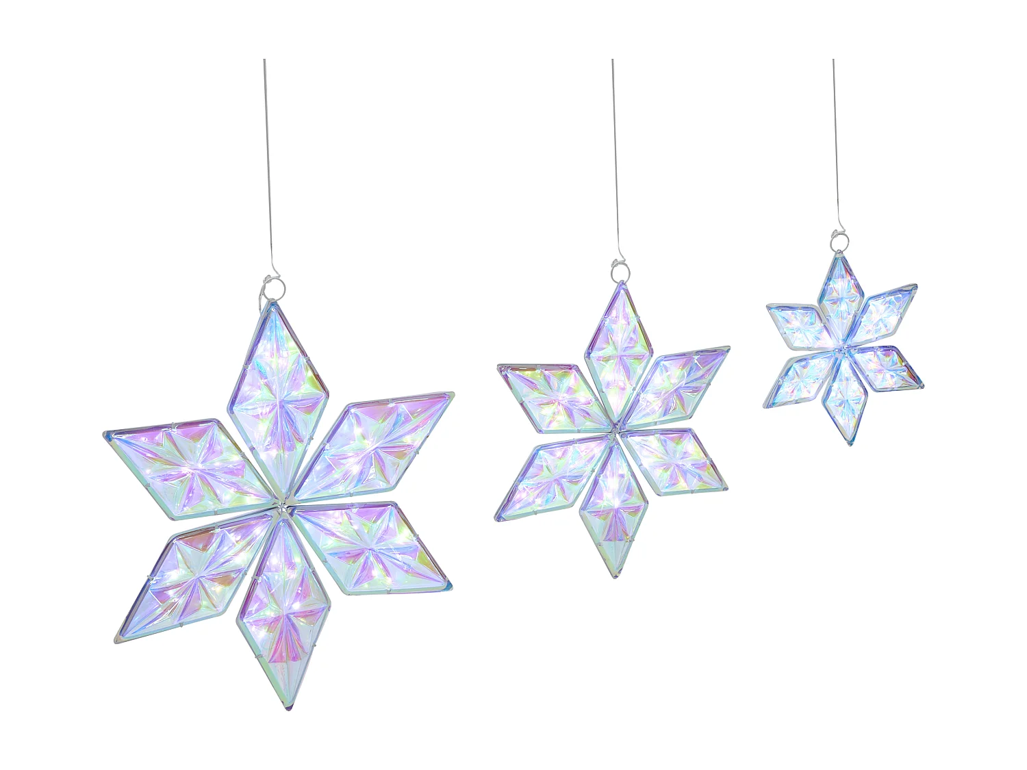 Lot de 3 décorations suspendues RENSJON Étoile 25/35/46 cm Multicolore