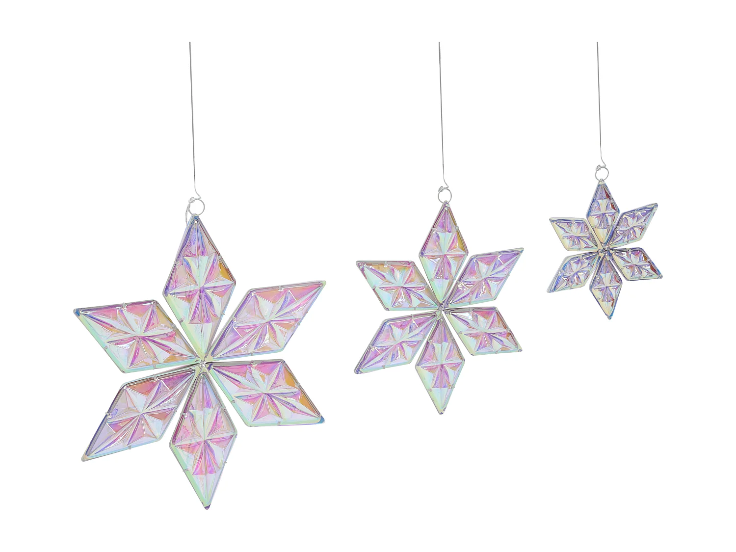 Lot de 3 décorations suspendues RENSJON Étoile 25/35/46 cm Multicolore