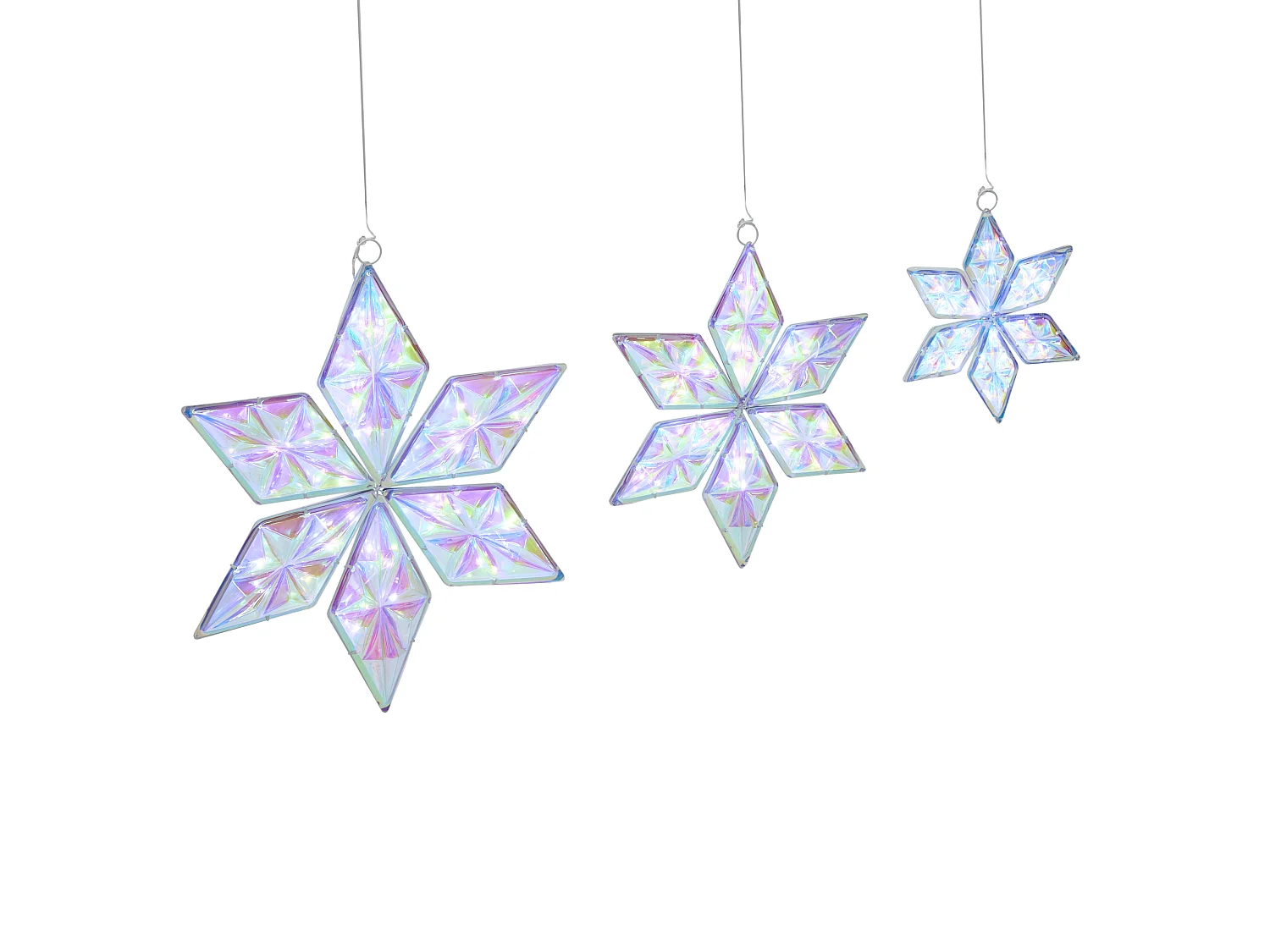 Set of 3 Hanging Decorations RENSJON Star 25/35/46 cm Multicolour