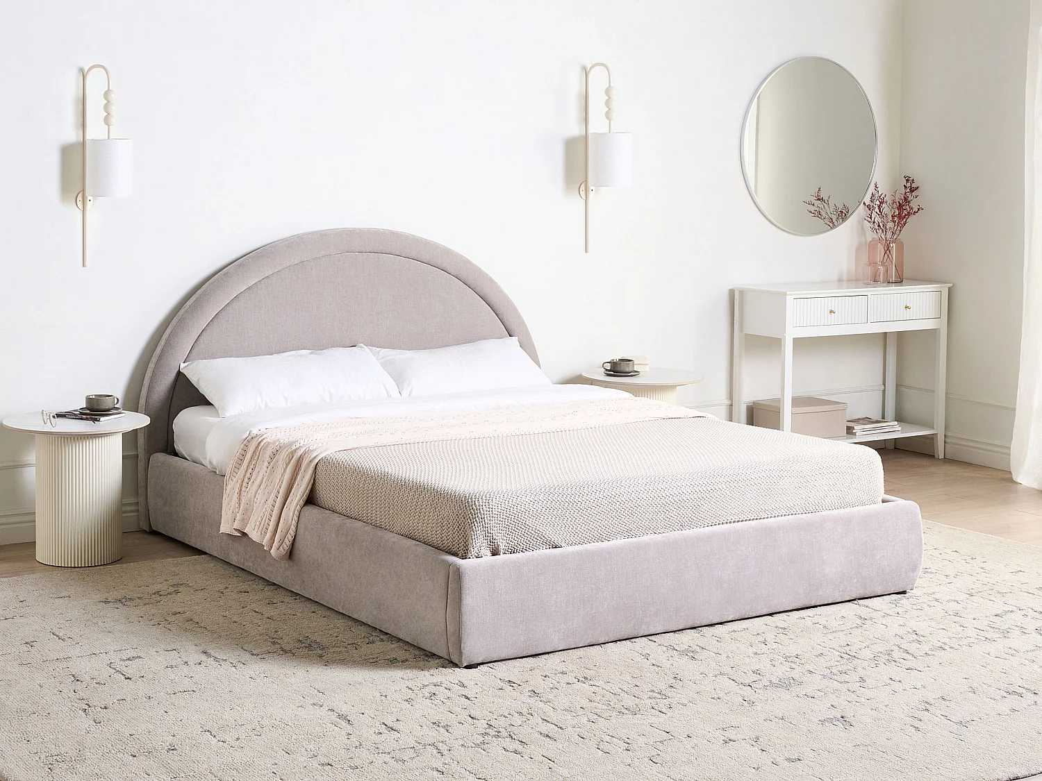 Lit ottoman Tissu chenille MOUZON 160 x 200 cm Taupe