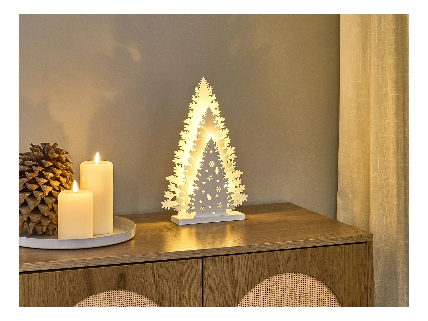 Décoration de Noël LED EMMESAN Arbre de Noël 33 cm Blanc