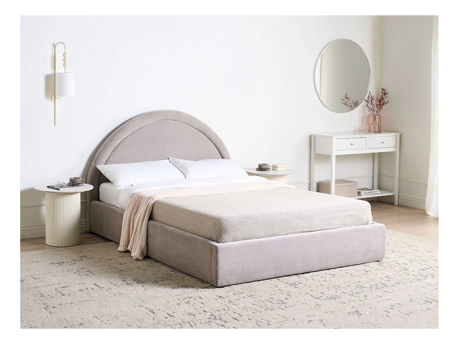 Lit ottoman Tissu MOUZON 140 x 200 cm Beige