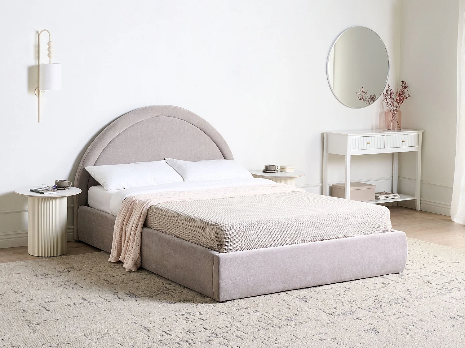 Lit ottoman Tissu MOUZON 140 x 200 cm Beige