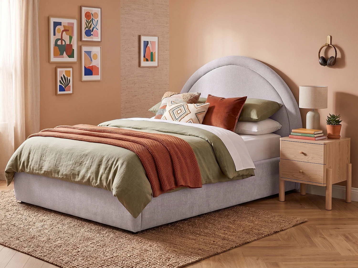 Ottoman Bed MOUZON Chenille Taupe 140 x 200 cm (EU Double)