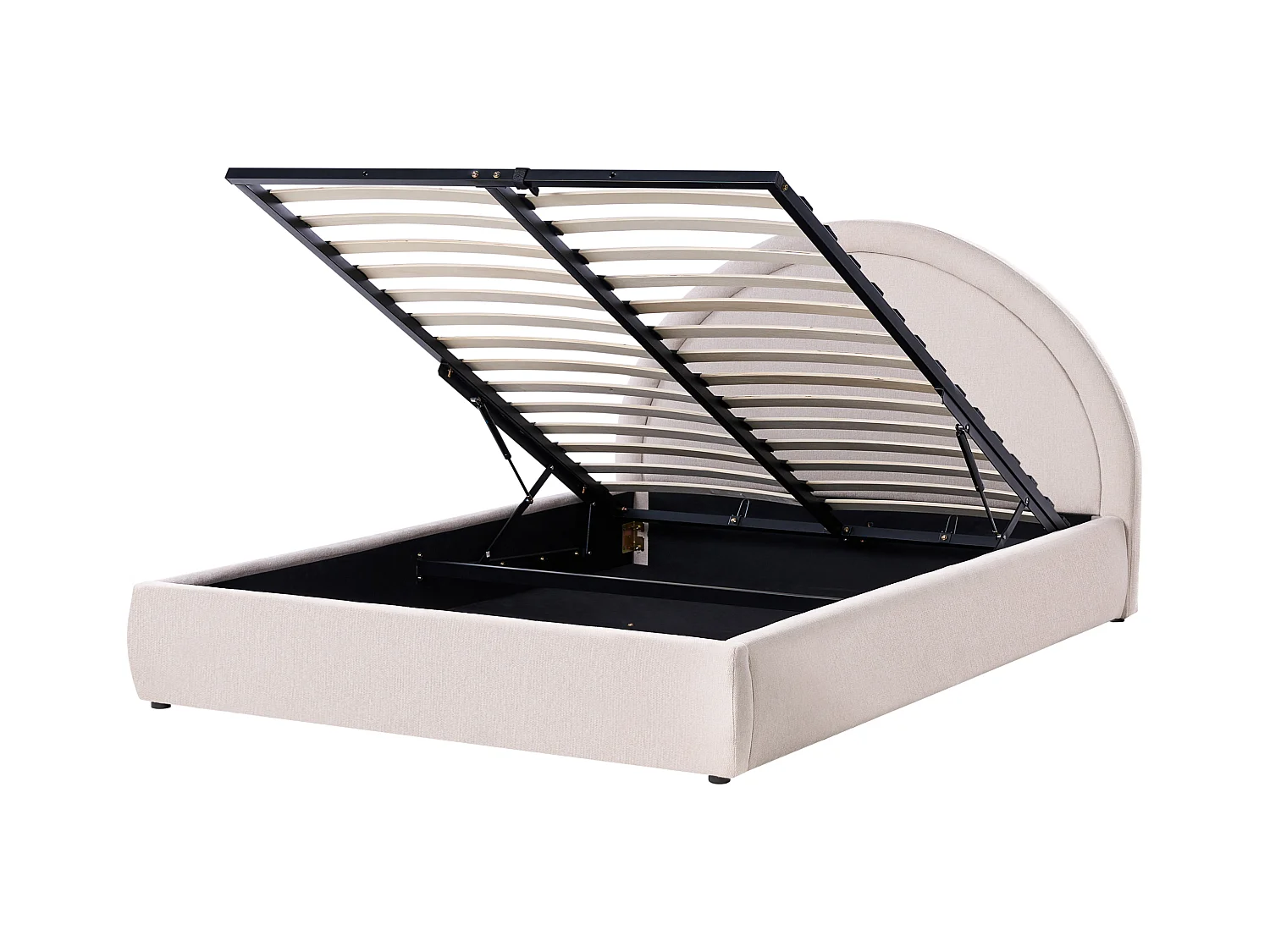 Lit ottoman Tissu MOUZON 160 x 200 cm Beige clair